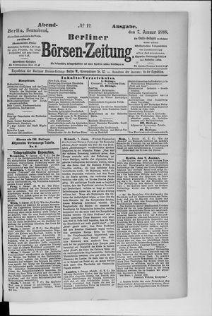 Berliner Börsen-Zeitung vom 07.01.1888