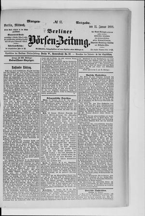 Berliner Börsen-Zeitung vom 11.01.1888