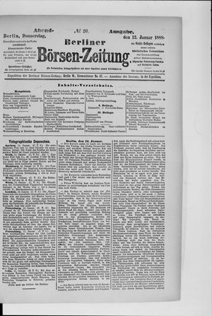 Berliner Börsen-Zeitung vom 12.01.1888