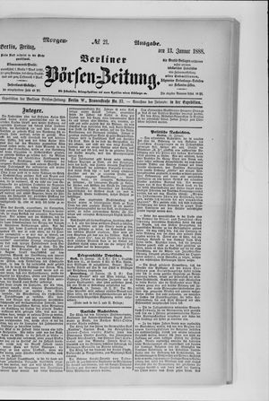 Berliner Börsen-Zeitung vom 13.01.1888