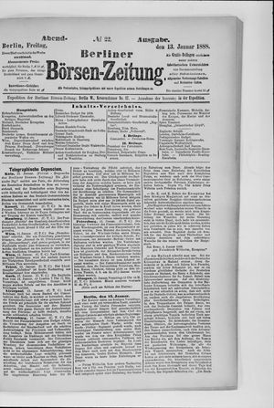 Berliner Börsen-Zeitung vom 13.01.1888
