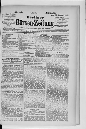 Berliner Börsen-Zeitung vom 20.01.1888