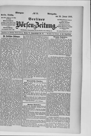 Berliner Börsen-Zeitung vom 24.01.1888
