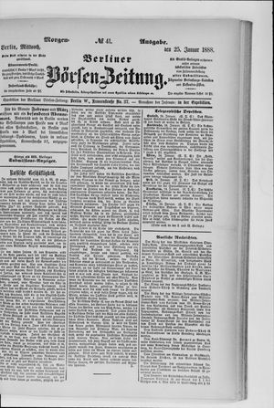 Berliner Börsen-Zeitung vom 25.01.1888