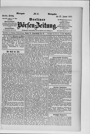 Berliner Börsen-Zeitung vom 27.01.1888