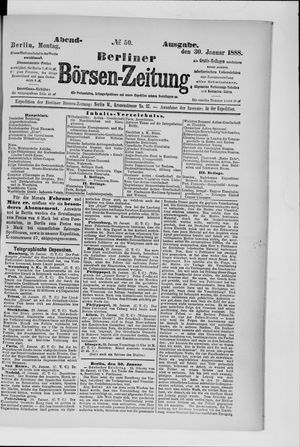 Berliner Börsen-Zeitung vom 30.01.1888