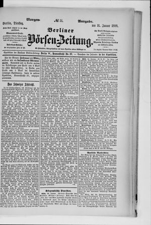 Berliner Börsen-Zeitung vom 31.01.1888