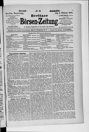 Berliner Börsen-Zeitung vom 02.02.1888