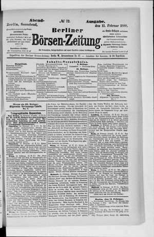 Berliner Börsen-Zeitung vom 11.02.1888