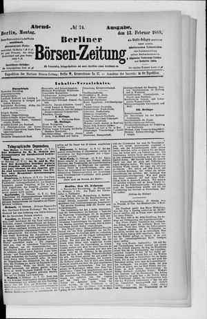 Berliner Börsen-Zeitung on Feb 13, 1888