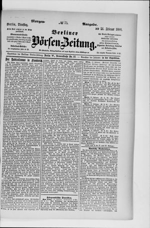 Berliner Börsen-Zeitung vom 14.02.1888