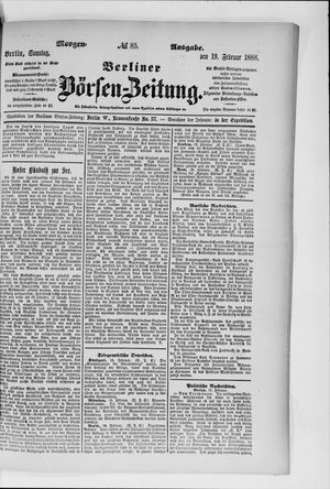 Berliner Börsen-Zeitung vom 19.02.1888