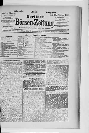 Berliner Börsen-Zeitung vom 20.02.1888