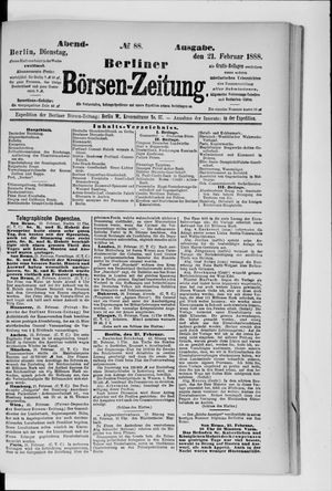 Berliner Börsen-Zeitung vom 21.02.1888