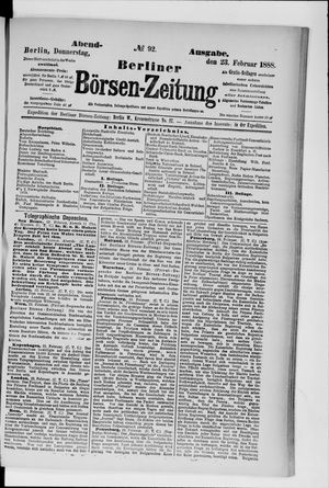 Berliner Börsen-Zeitung vom 23.02.1888