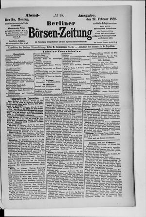 Berliner Börsen-Zeitung vom 27.02.1888