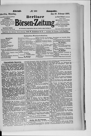 Berliner Börsen-Zeitung vom 28.02.1888