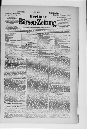 Berliner Börsen-Zeitung vom 29.02.1888