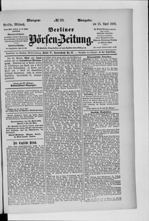 Berliner Börsen-Zeitung vom 25.04.1888