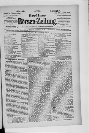 Berliner Börsen-Zeitung vom 26.04.1888