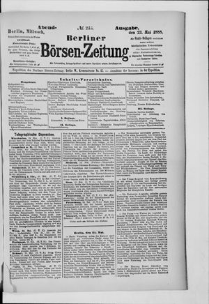 Berliner Börsen-Zeitung vom 23.05.1888