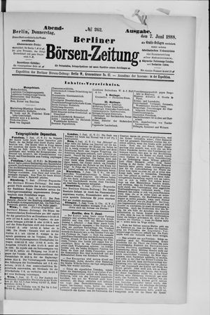 Berliner Börsen-Zeitung on Jun 7, 1888