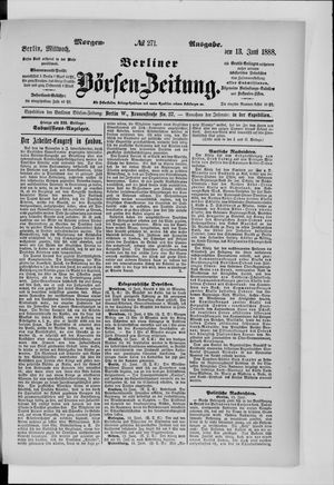 Berliner Börsen-Zeitung vom 13.06.1888