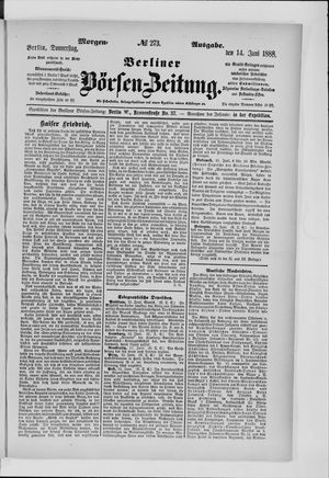 Berliner Börsen-Zeitung vom 14.06.1888