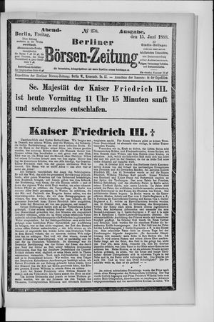 Berliner Börsen-Zeitung on Jun 15, 1888