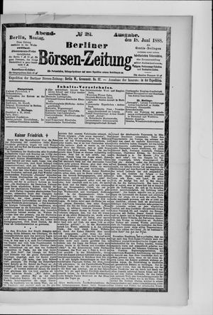 Berliner Börsen-Zeitung vom 18.06.1888