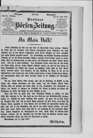 Berliner Börsen-Zeitung vom 19.06.1888