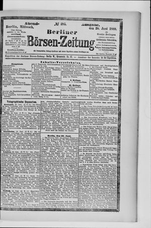Berliner Börsen-Zeitung vom 20.06.1888