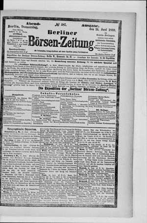 Berliner Börsen-Zeitung vom 21.06.1888