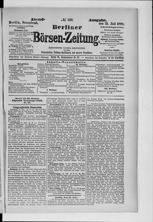 Berliner Börsen-Zeitung vom 21.07.1888