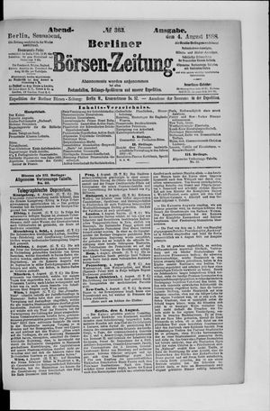 Berliner Börsen-Zeitung vom 04.08.1888