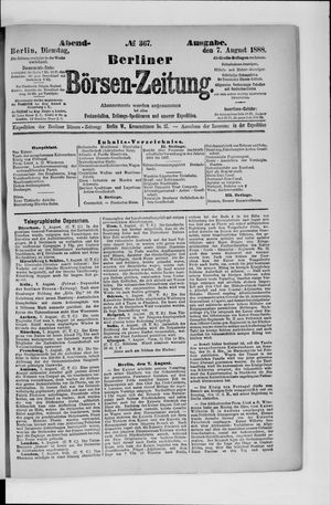 Berliner Börsen-Zeitung vom 07.08.1888
