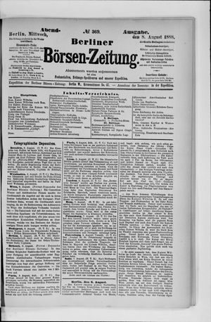 Berliner Börsen-Zeitung vom 08.08.1888