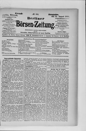 Berliner Börsen-Zeitung vom 15.08.1888