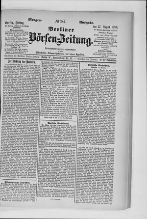 Berliner Börsen-Zeitung vom 17.08.1888
