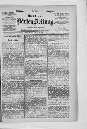 Berliner Börsen-Zeitung vom 19.08.1888