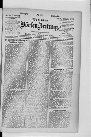 Berliner Börsen-Zeitung vom 06.09.1888