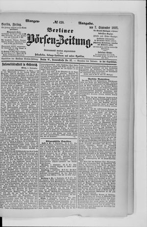Berliner Börsen-Zeitung vom 07.09.1888