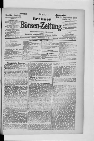 Berliner Börsen-Zeitung vom 14.09.1888