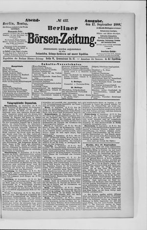 Berliner Börsen-Zeitung vom 17.09.1888