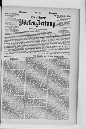 Berliner Börsen-Zeitung vom 22.09.1888