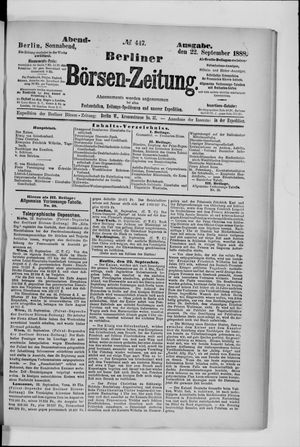 Berliner Börsen-Zeitung vom 22.09.1888