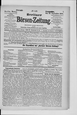 Berliner Börsen-Zeitung vom 24.09.1888