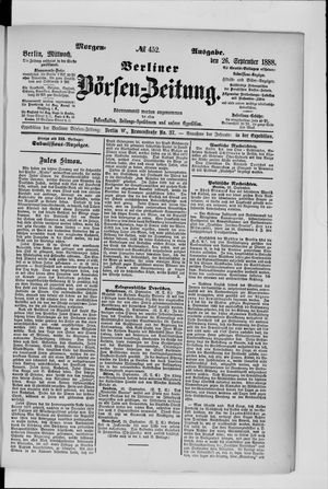 Berliner Börsen-Zeitung vom 26.09.1888