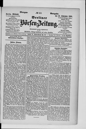 Berliner Börsen-Zeitung vom 26.09.1888
