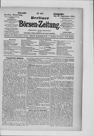 Berliner Börsen-Zeitung vom 27.09.1888